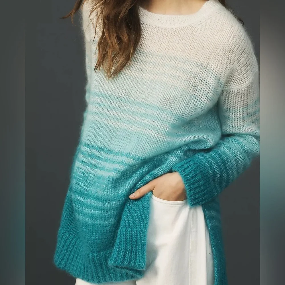 By Anthropologie Ombre Tunic Mohair Sweater Size S‎